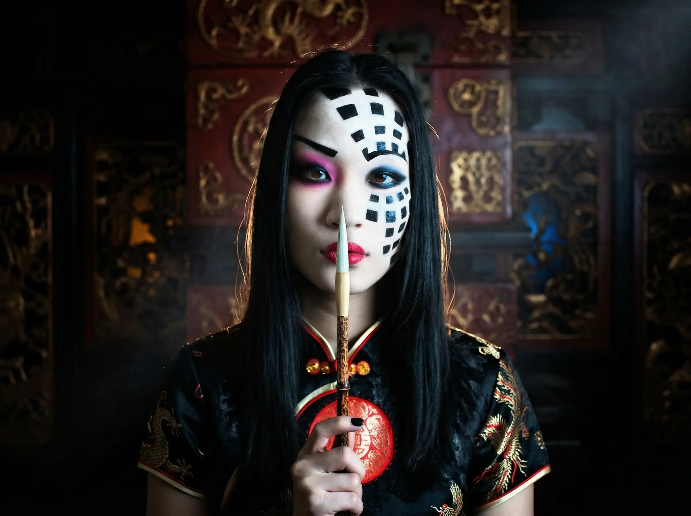 A creative portrait and face paint - Sinister Kabuki series. Derek Galon FRPS.
