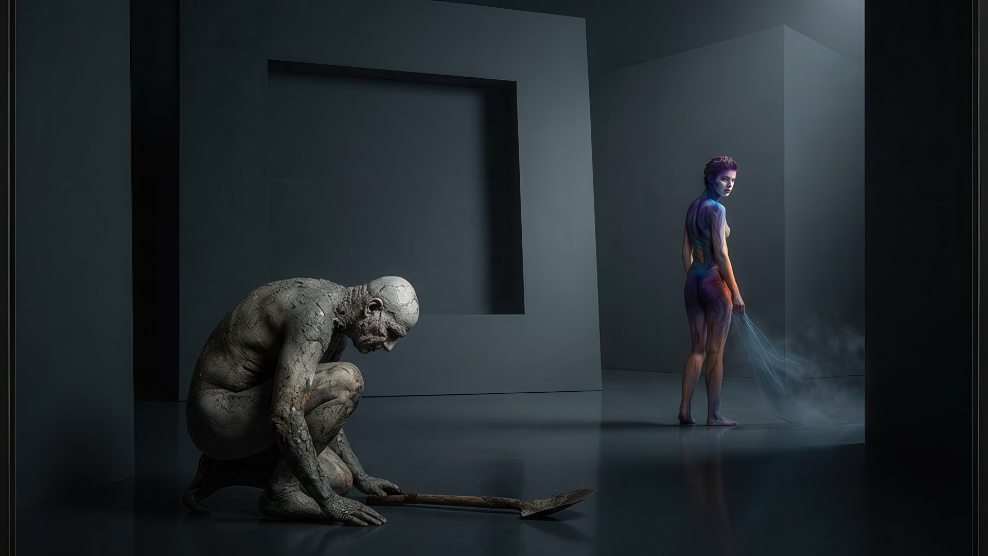 Firefly_GeminiFlash_use these creative models as they are but ok to change poses. add a melancholy slight 216174-ready